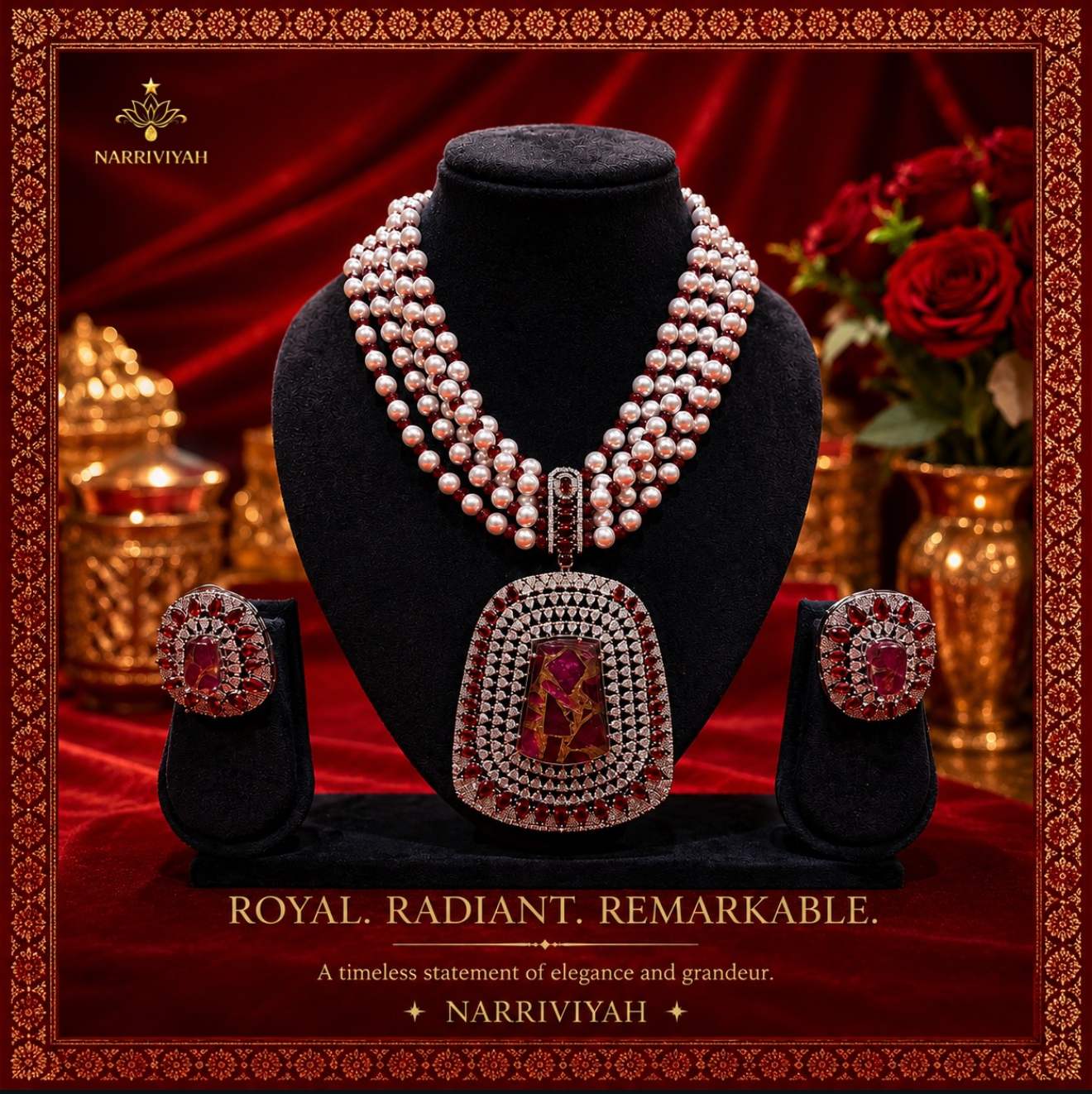 Ranihaar Ruby Pearl Set