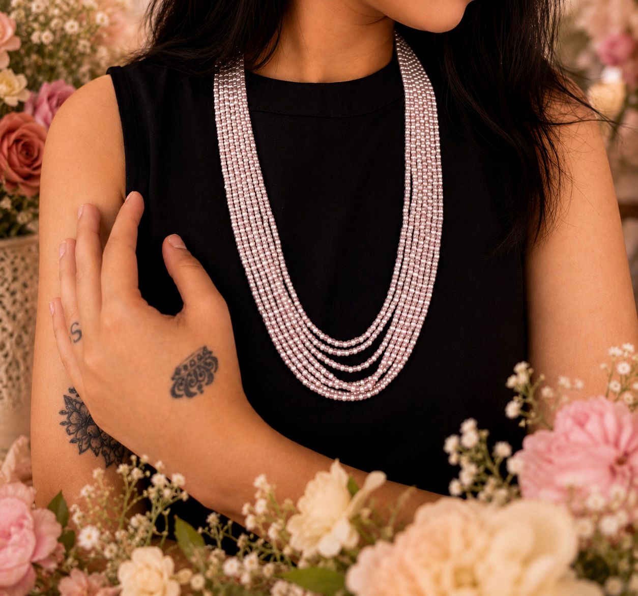 Pearl Mala ( 3 colors)- blue, pink, sea green